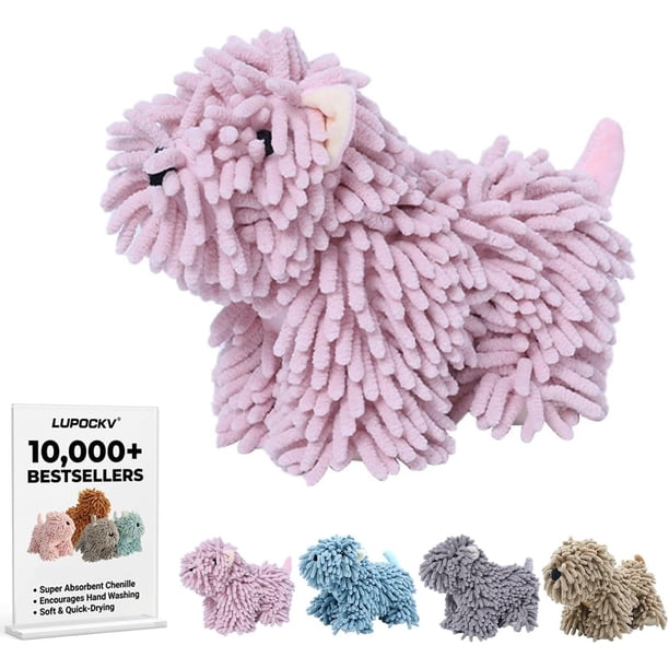 Toalla mano diseño perro felpa bola secado microfibra absorbente baño marrón
