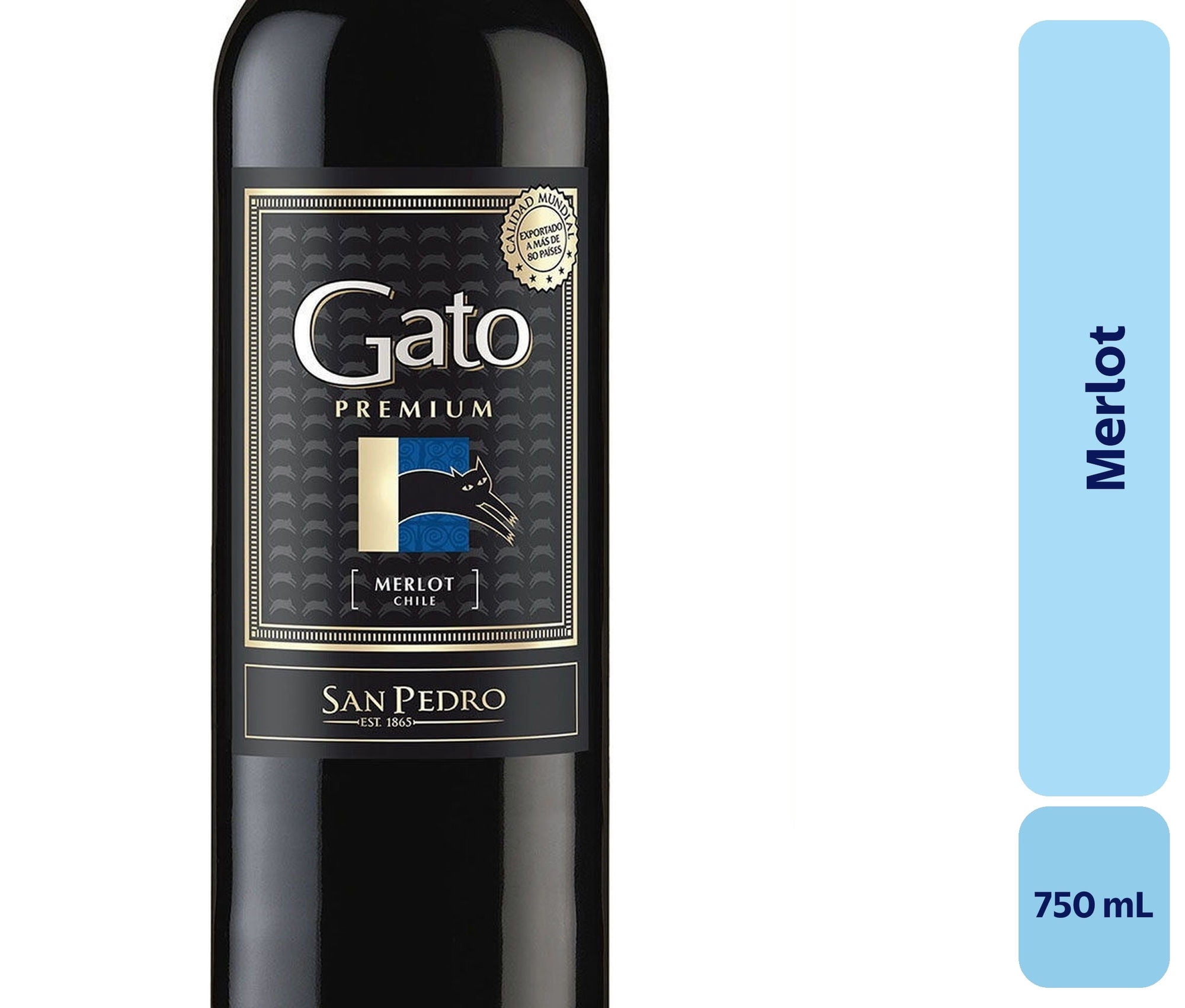 Vino Merlot Botella 750 mL Gato