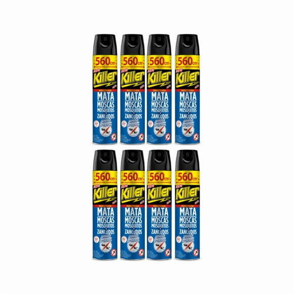 Pack 8 Insecticida en Aerosol 560cc Protección Total Contra Mosquitos y Moscas