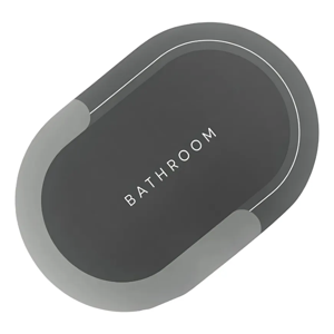 Belida - Alfombra Tapete Absorbente Para Baño Antideslizante Hogar Color Gris Ovalada