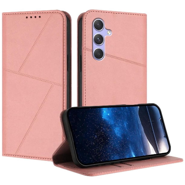 Funda Cartera Magnética para Samsung Galaxy A54 5G Protección Antichoque con Ranuras Rosa