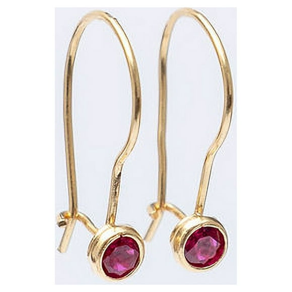 Aros Mujer Oro Amarillo 18 Kts Largos Circon Rojo