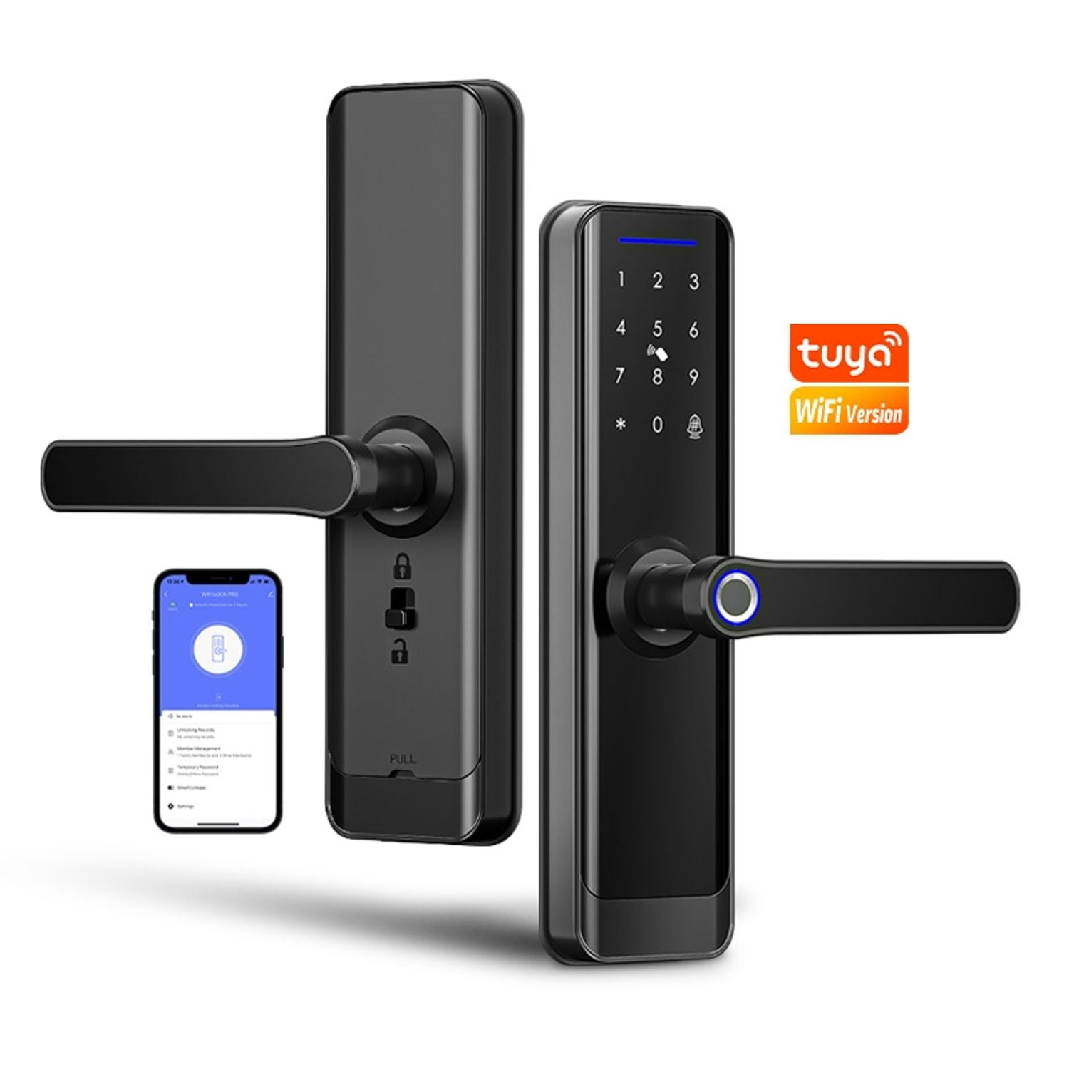 Genérico - Cerradura Digital Inteligente Tuya Huella Y Wifi Negra