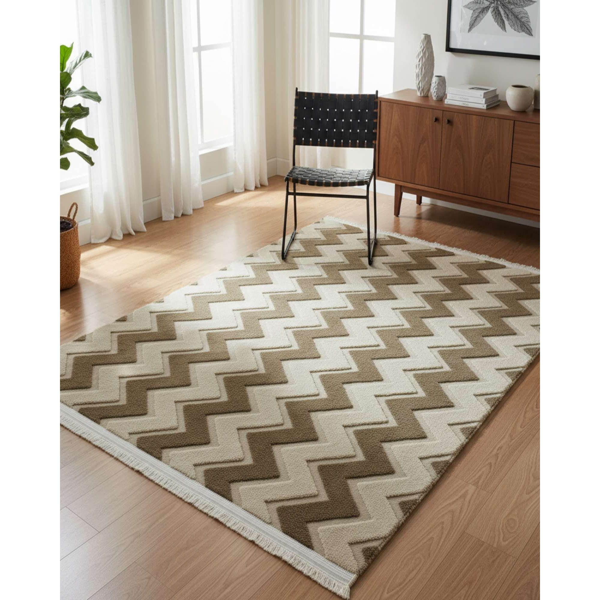 Feiya - Alfombra Con Relieve Diseño Jacquard Antideslizante 150x200 Cm