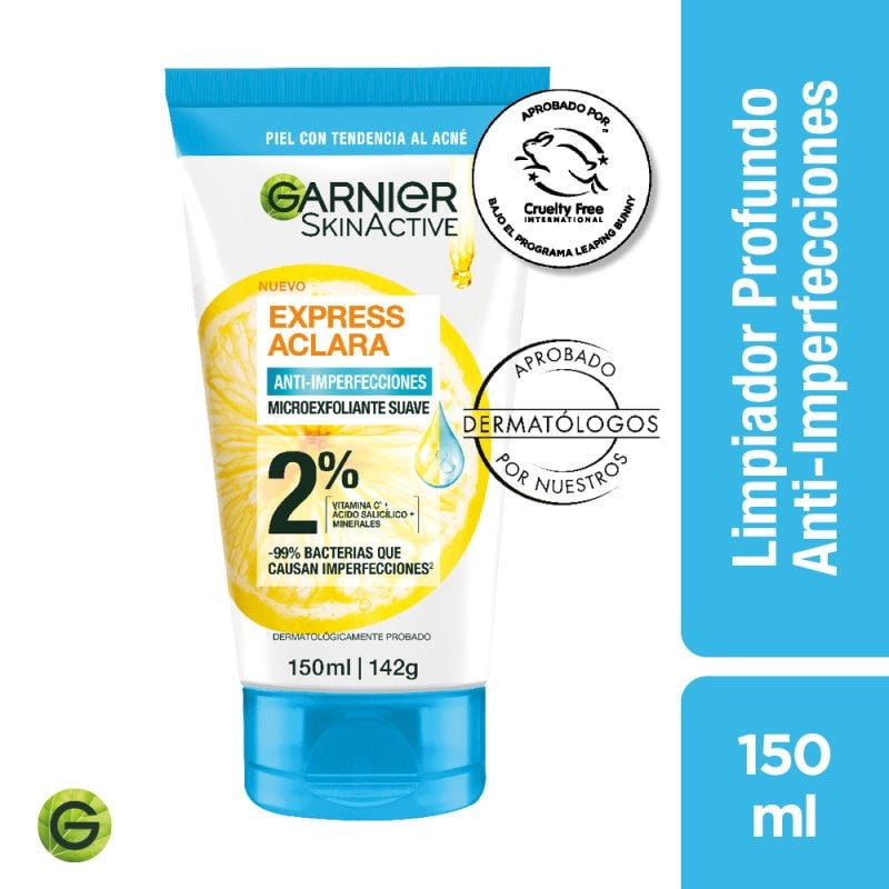Garnier Skin Active - Limpiador Profundo Anti-Imperfecciones Express Aclara