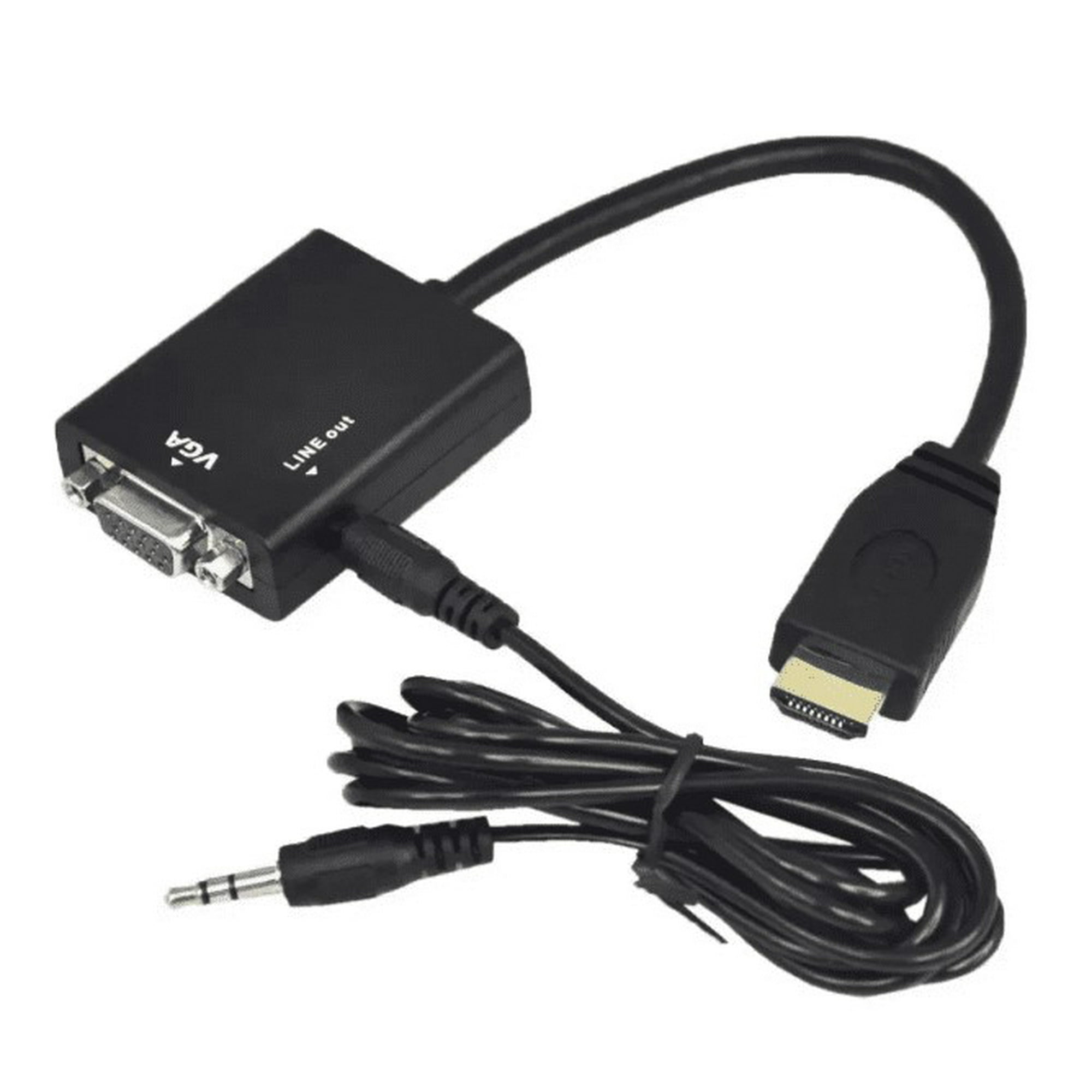Genérico - Adaptador Hdmi A Vga Audio 1080p Full Hd Con Cable Auxiliar
