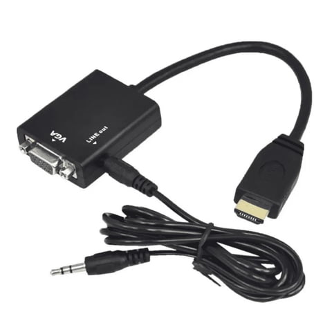 Genérico - Adaptador Hdmi A Vga Audio 1080P Full Hd Con Cable Auxiliar