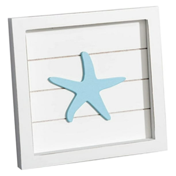 Letreros de placa de madera rústica, colgante de playa temático, esculturas de pared talladas en madera para Bar, hogar, dormitorio, habitación de niñ Estrella de mar