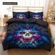 thumbnail image 1 of v971 Bed Sheets Sugar Skull King Queen Duvet Cover Cartoon Skeleton Blue Car Bedding Set For Teens Adults Halloween Day Of The Dead Quilt Cover 3-Piece Bedding Set (1 Duvet Cover + 2 Pillow Shams) Bed, 1 of 5