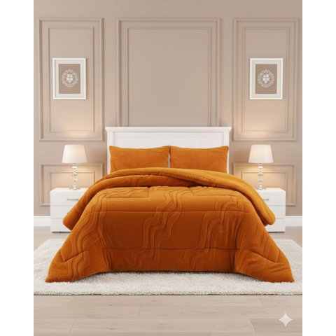 Mylhogar - Chiporro Premiun Cubrecama De Invierno 2 Plaza Naranja