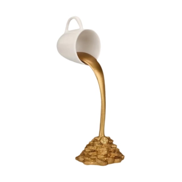 Taza De Café Flotante, Escultura En Forma De Taza, Para Cafetería, Oficina, Vertiendo, Derramando, Moneda, Figura Blanca