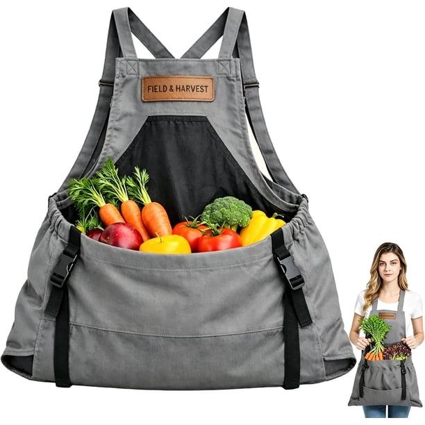 Delantal jardinería cosecha campo sin esfuerzo recolección fruta bolsa interna mujer