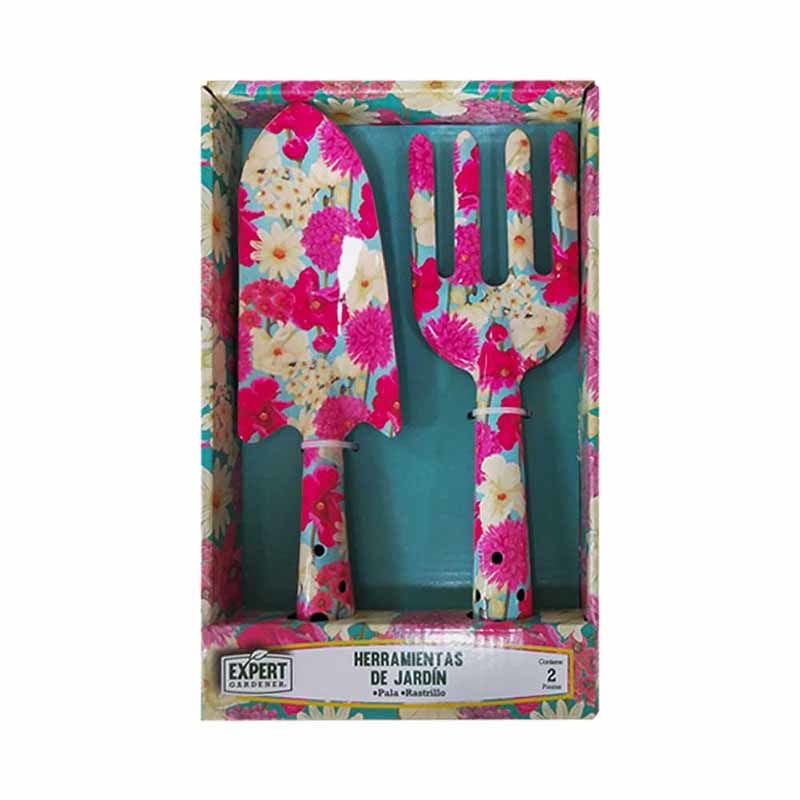 Expert Gardener - Set Herramientas Pala + Ratrillo Rosa