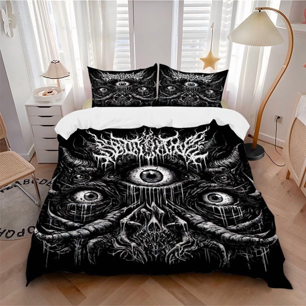 Spectralize: Anime Horror Bedding - Includes One Quilt Cover and Two Pillowcases (No Core) - Perfect for Bedroom and Guest Room Decoration Festive Gift Polyeste