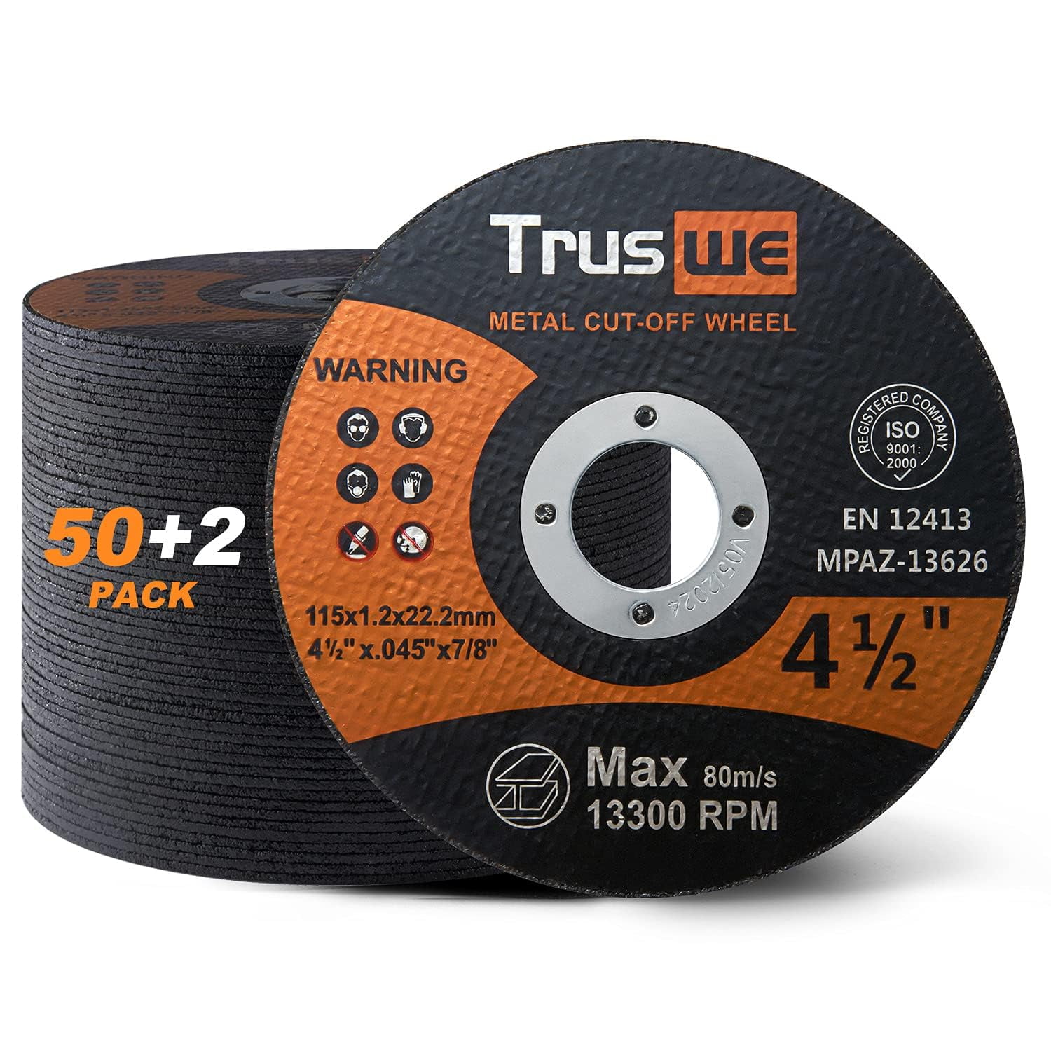 Cut Off Wheels Truswe, Paquete De 52 Unidades Para Amoladora Angular De 115 Mm