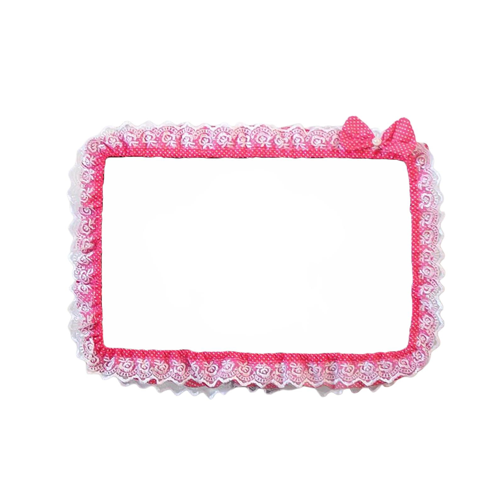 Bothyi - Marco De Pantalla De Computadora, Cubierta De Borde, Funda Protectora De Tela De Encaje Con Lazo De 23 A 26 Pulgadas, Rosa Rojo