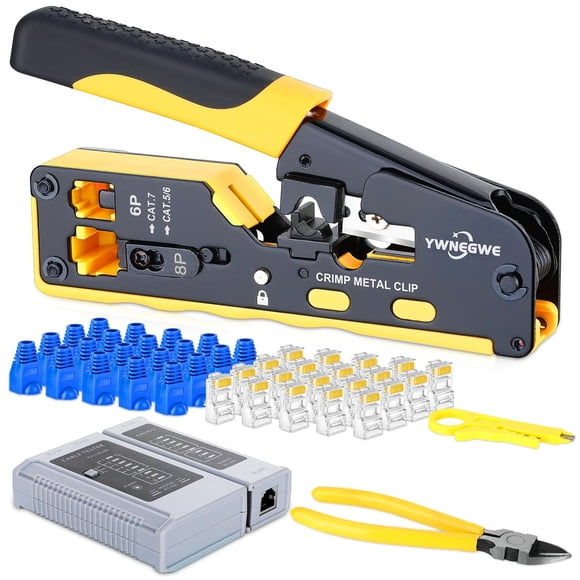 Kit de herramientas de crimpado YWNEGWE RJ45 Pass Through Ethernet Cat5-Cat7
