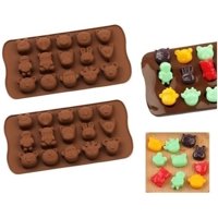Genérico - 2 Moldes De Chocolate Molde De Silicona Animalitos Marrron