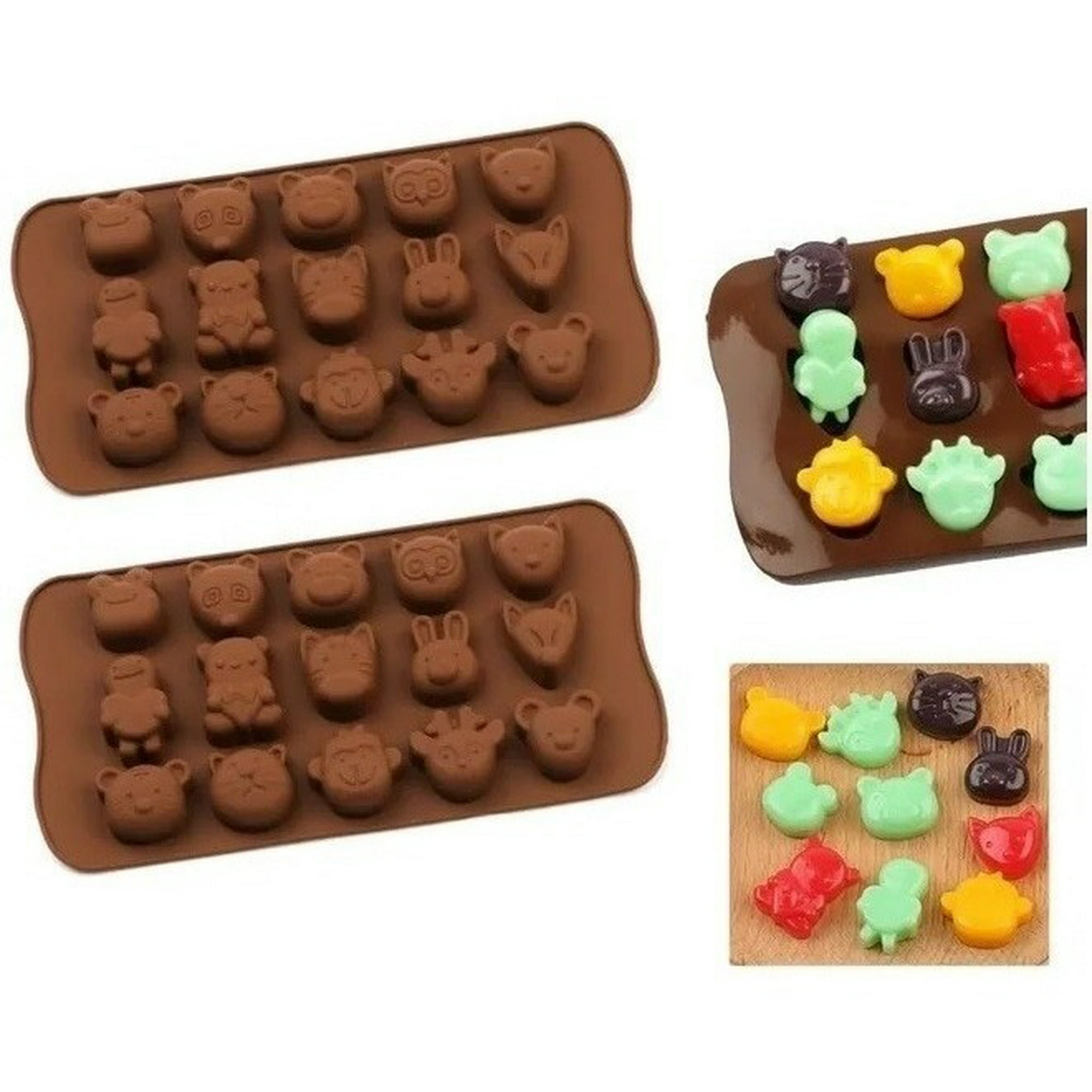 Genérico - 2 Moldes De Chocolate Molde De Silicona Animalitos Marrron