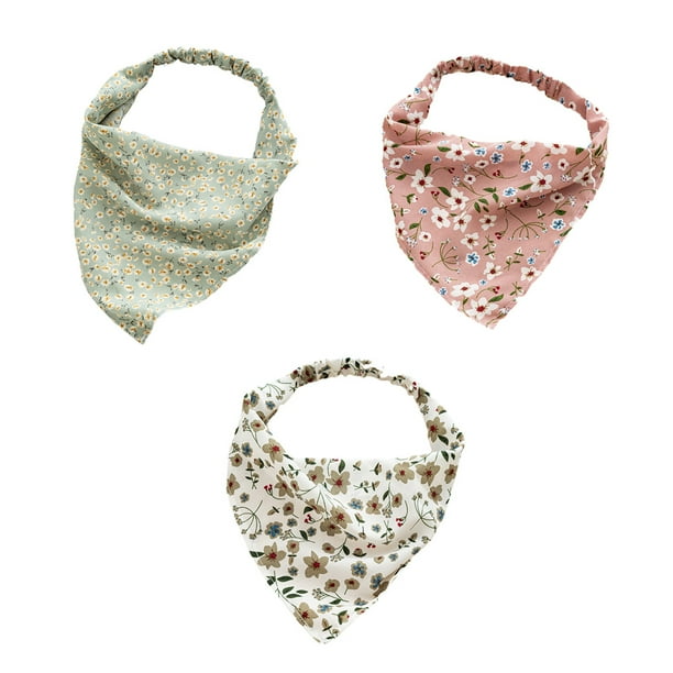 Pañuelo elástico floral para la cabeza Pañuelo fino de tela floral para mujer Pañuelo triangular Accesorios para el cabello