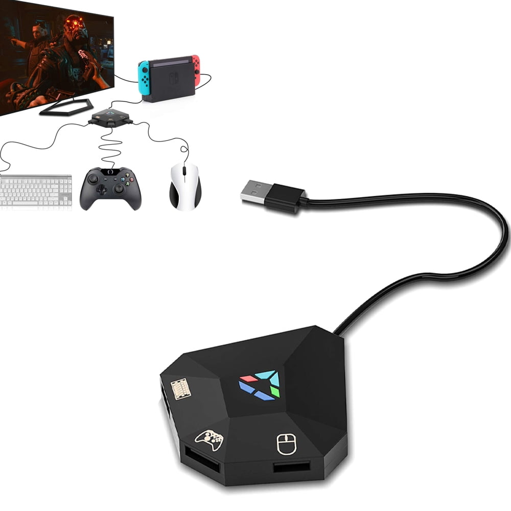 Genérico - Adaptador De Teclado Y Ratón Usb Con Indicador Led Convertidor Plug And Play Compatible Con Playstation 4/3 Xbox One/360 Switch Lite-negro