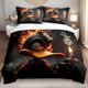 thumbnail image 1 of 3pcs Bedding set Bedding Set | Fiery Cartoon Duck Print Valentine'S Day Gift, 1 of 1