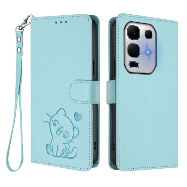 Funda Volteable tipo Billetera con Correa para Infinix Note 50X 5G, Verde Claro