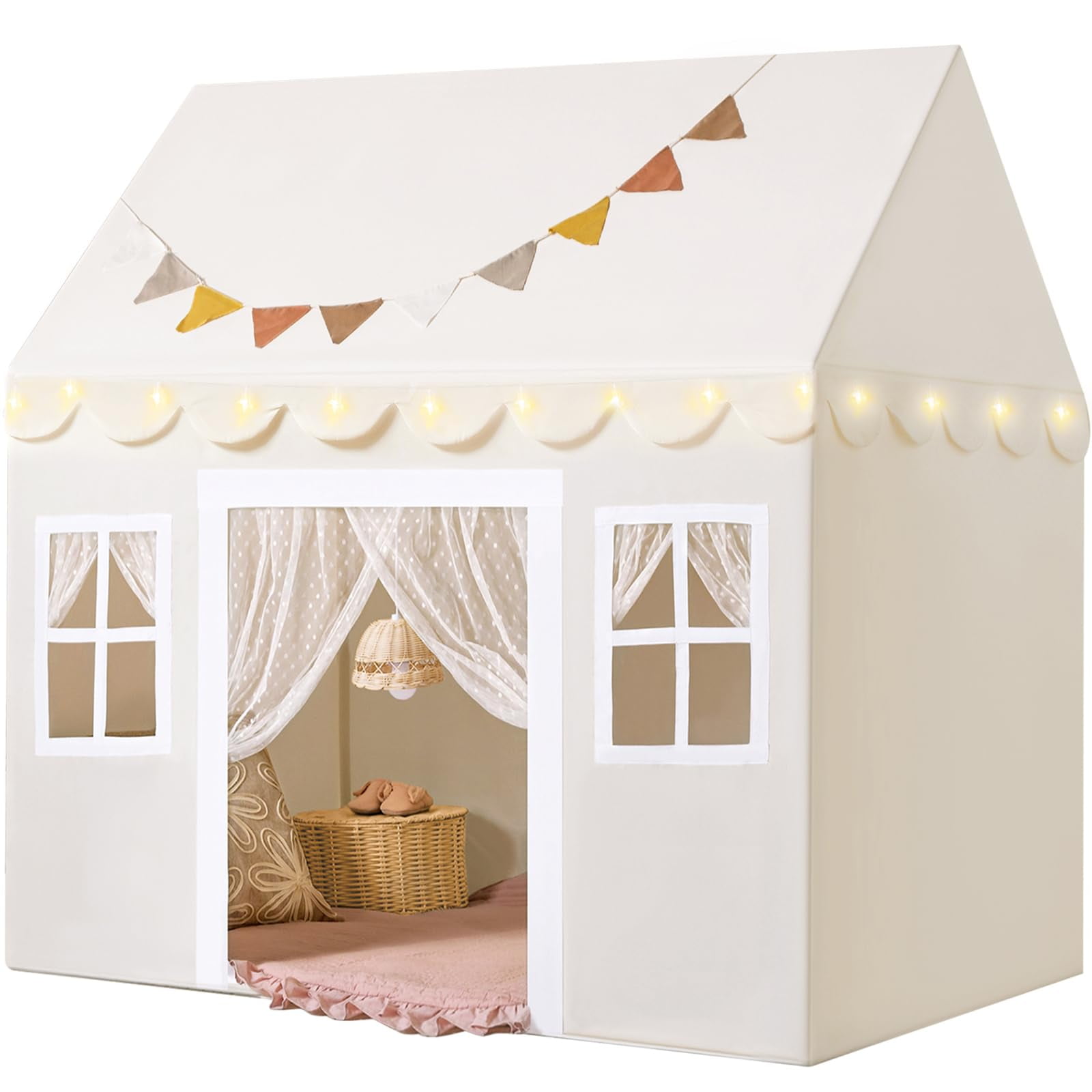 Tienda De Campaña Tiny Land Con Tapete Acolchado Y Luces Led Para Niños