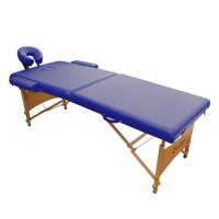 Glomed - Camilla De Masajes Plegable 2 Cuerpos Pro Madera Azul