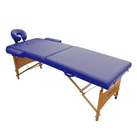 Glomed - Camilla De Masajes Plegable 2 Cuerpos Pro Madera Azul