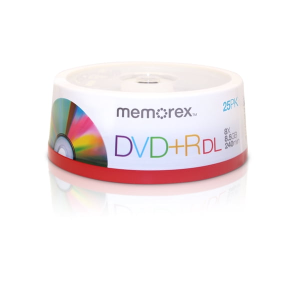 Husillo DVD+R Memorex de 8,5 GB, 8X, doble capa, 25 discos