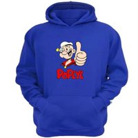 Genérico - Polerón Canguro Popeye Azul Talla M Unisex