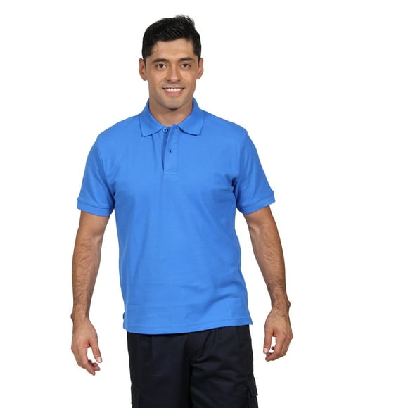 Polera Pique Hombre Manga Corta Azulino Protección Uv