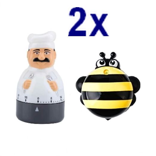 Gen - 2x Timer Cocina De Abeja Y Cocinero Temporizador