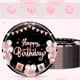 thumbnail image 3 of Platos de fiesta Cekivina Happy Birthday negro/oro rosa, 23 cm, 20 unidades, 3 of 6