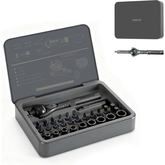 Destornillador carraca STEELITE 40 en 1 180° rotación S2 bits