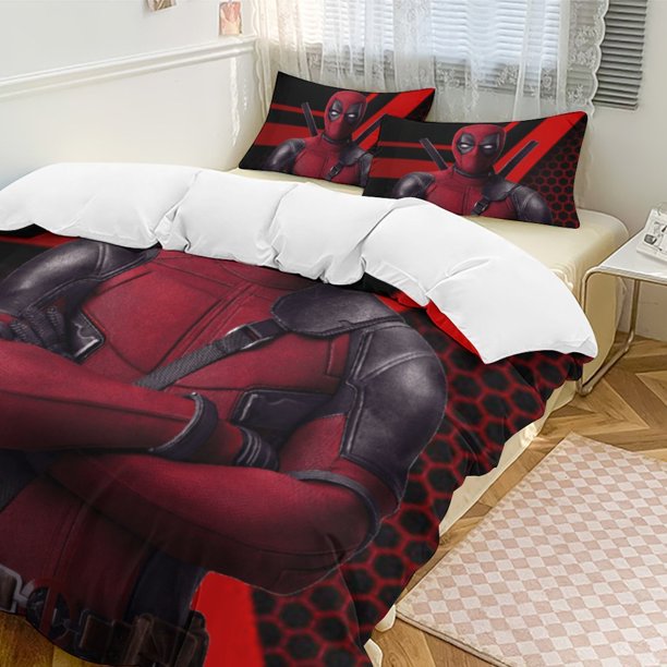 Deadpool Bedding Comforter Sets 3-Piece Bedding Set Soft Warm Bed Set for Bedroom All Season