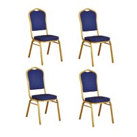 Crusec - Pack 4 Silla Tapizada Eventos Fiestas Conferencias Comedor - Azul Marino