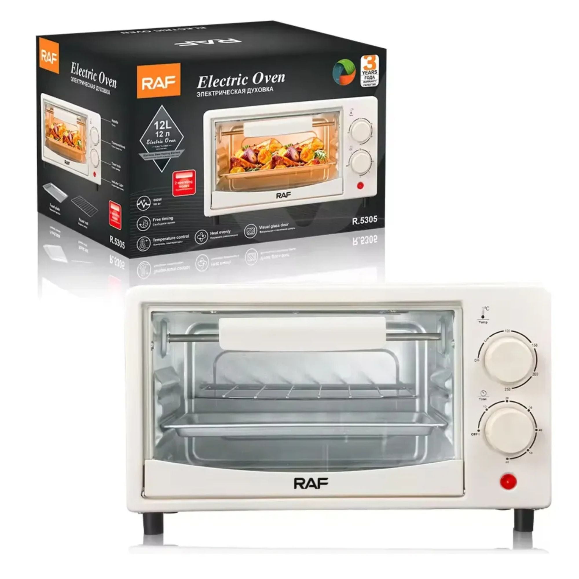 Raf - Mini Horno Eléctrico De Mesa 7 Litros Hornear Asar Y Tostar