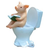 Bothyi - Adorno Coleccionable Artesanías Creativas Mini Regalo De Resina Figura Decorativa De Cerdo Libros De Lectura