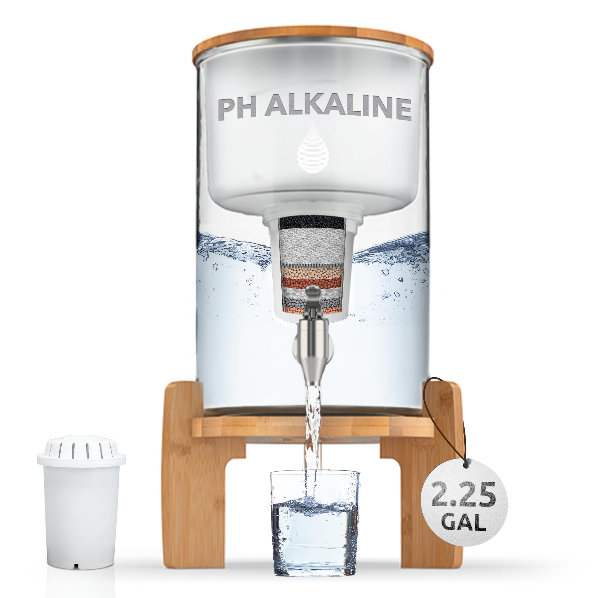 Invigorated Water - Dispensador De Filtro De Agua, Vidrio Revitalizado Para Recarga De Ph, 8,5 Litros