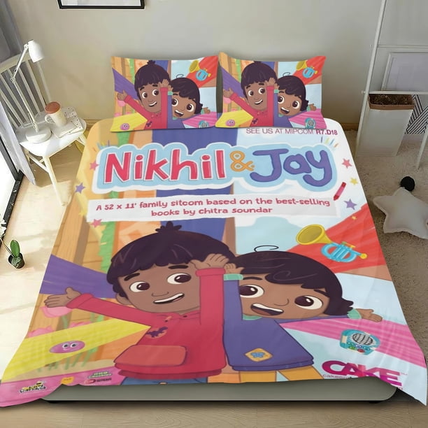 Nikhil y Jay Conjunto de sábanas temático, trío de piezas, cómodo y amigable con la piel, diseño único, regalo de decoración para el hogar para familiares, amigos y fans,140cm *210cm