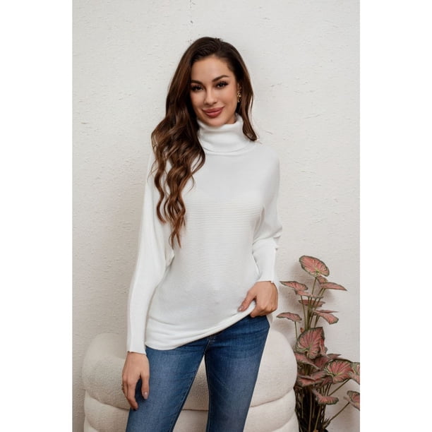 Sweater Mujer Cuello Alto Manga Larga Murciélago Tejido 5063