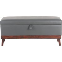 Máxima Design - Banqueta Con Baúl Incy Gris Eco Cuero 120X40X50 Cm