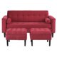 thumbnail image 1 of Sofá Retro 3C + 2 Poufs Felpa Rojo, 1 of 2