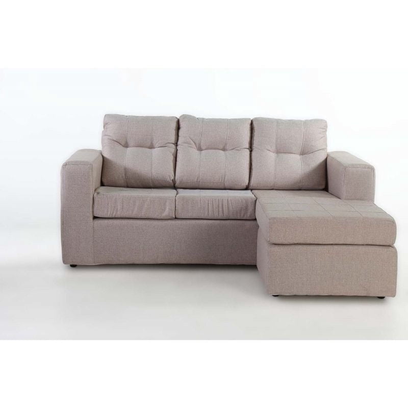 Kea - Sofá Modular Rodas 3 Cuerpos Tela Beige