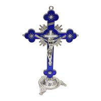 Magideal - Cruz De Crucifijo Católico De Soporte, Estatua Y Estatuilla De Jesucristo De Aleación Para Decoración De , Decoración De Iglesia De , Azul G
