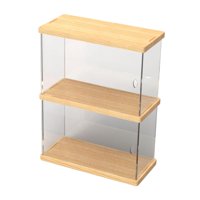 Magideal - Vitrina De Acrílico Transparente Para Coleccionables, Caja De Almacenamiento, Recuerdos, Muñecas Coleccionables, Base De Madera, Estuche De Exposición 2 Capas 254 Cm