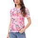 thumbnail image 4 of INSPIRE CHIC Camisa Floral Chic de Mujer Manga Corta Encaje Cuello Peter Pan Botón Frontal Blusa Rosa Brillante M, 4 of 6