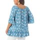 thumbnail image 3 of Agnes Orinda Blusa de Verano para Mujer Talla Grande con Volantes Florales en el Dobladillo, Cuello Redondo, Hombros Descubiertos, Manga Corta, Camiseta 2X Azul, 3 of 6